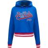 Pro Standard Womens NFL Script Tail Brushed Back French Terry Cropped Pullover Hoodie(Royal Blue/Red)