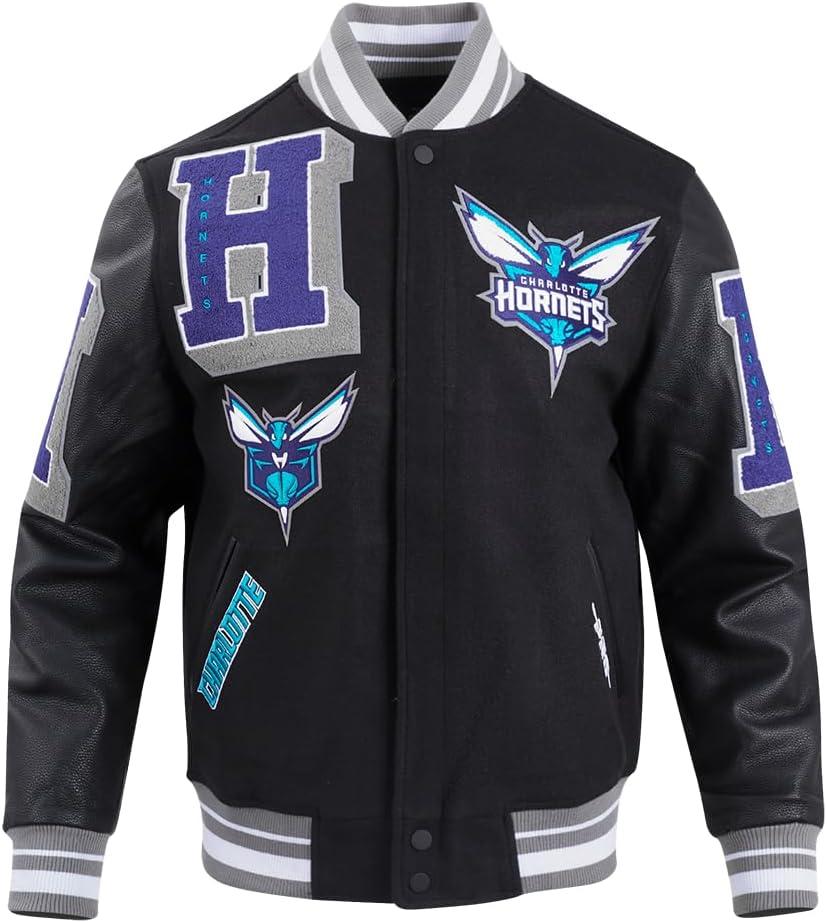 imagePro Standard Mens NBA Mash Up Varsity JacketBlackGray