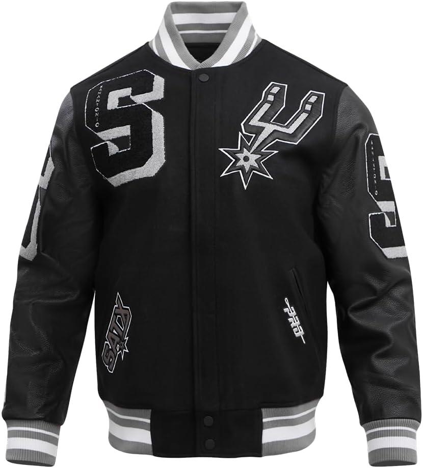 imagePro Standard Mens NBA Mash Up Varsity JacketBlackGray