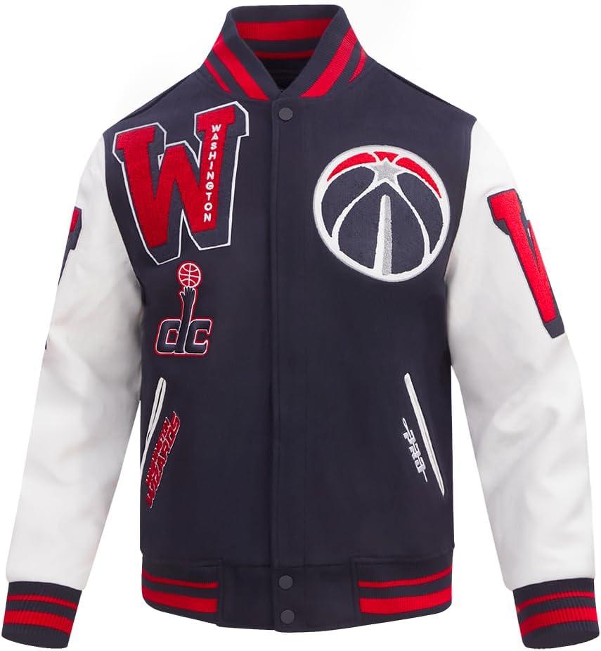 imagePro Standard Mens NBA Mash Up Varsity JacketMidnight NavyRedMidnight Navy