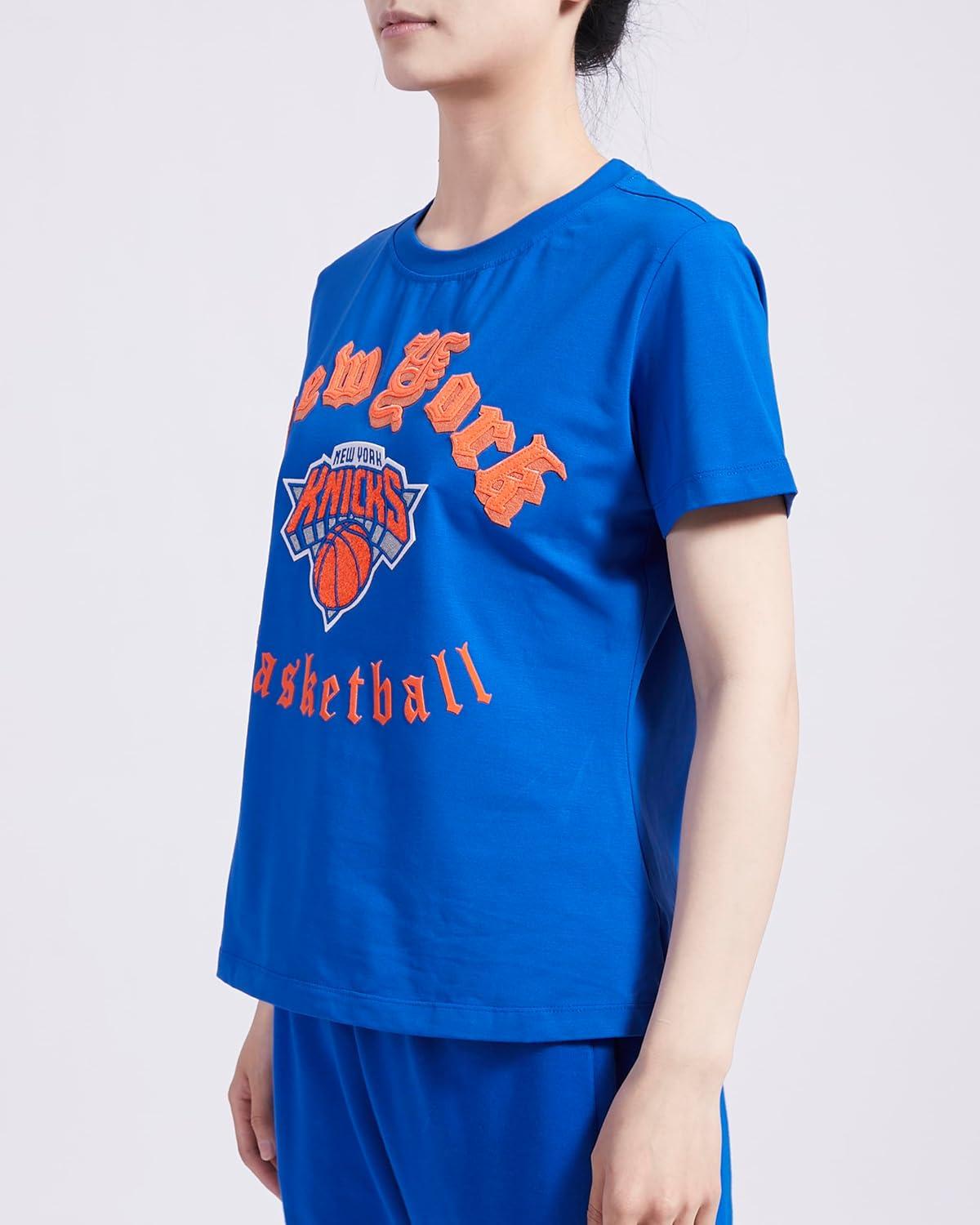 imagePro Standard Womens NBA Old English Cotton Short Sleeve Slim Fit TeeRoyal Blue