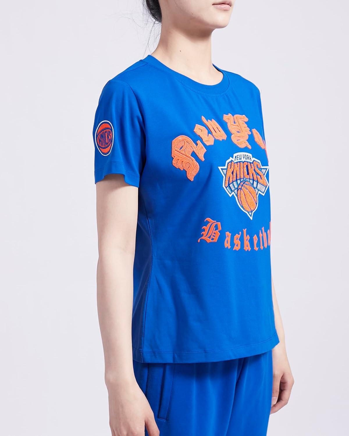 imagePro Standard Womens NBA Old English Cotton Short Sleeve Slim Fit TeeRoyal Blue