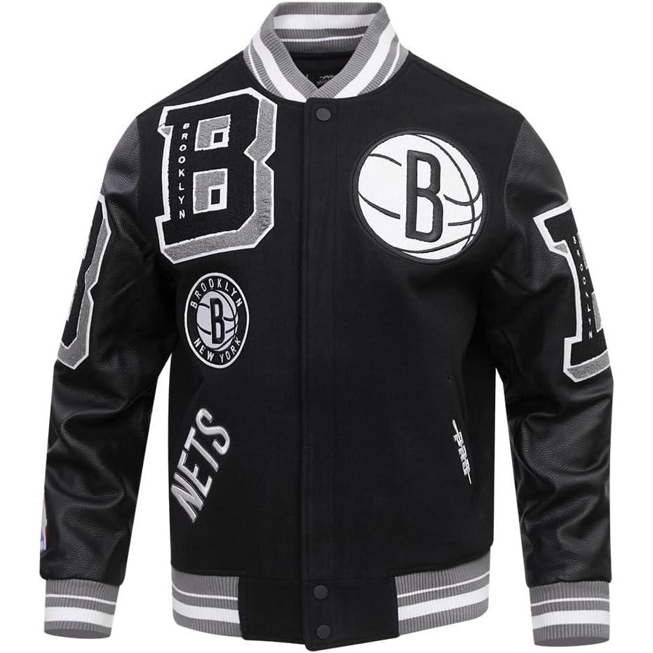 imagePro Standard Mens NBA Mash Up Varsity JacketBlackGray