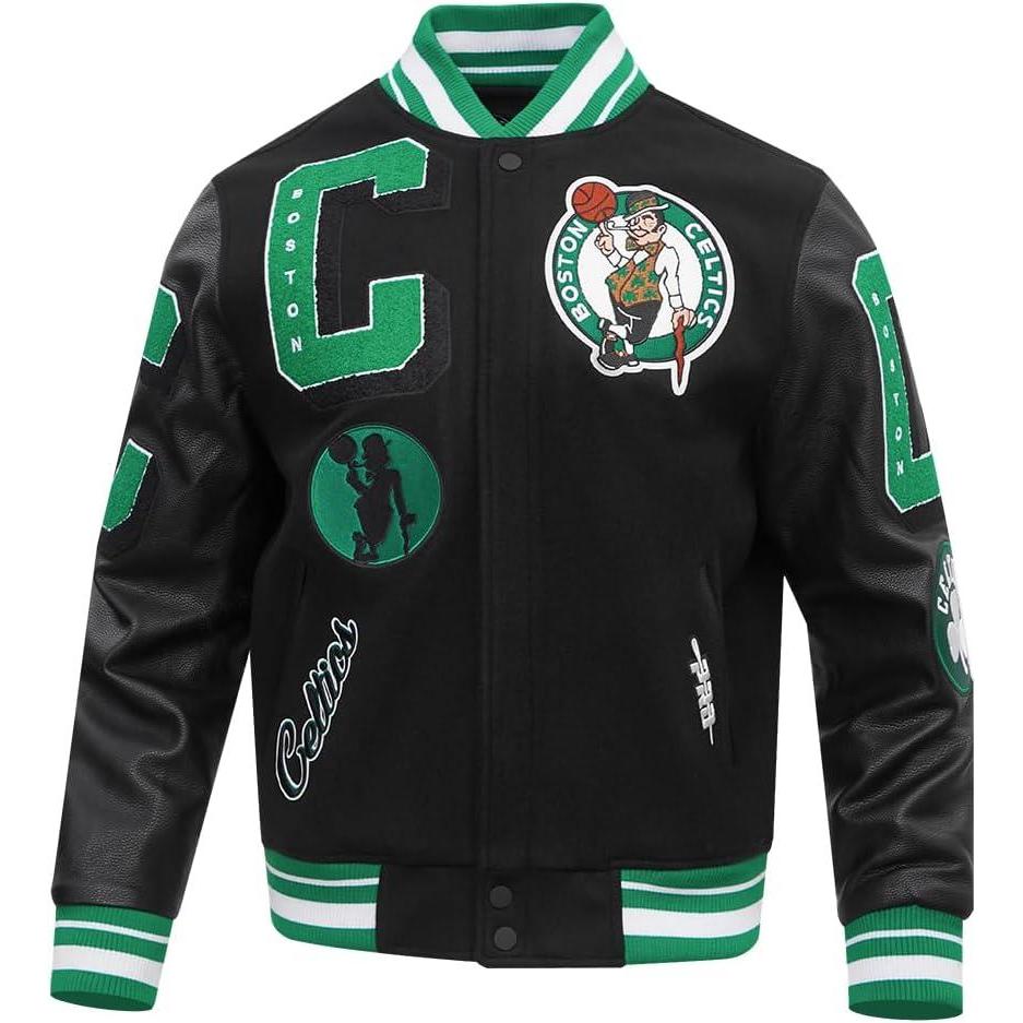 imagePro Standard Mens NBA Mash Up Varsity JacketBlackGreen