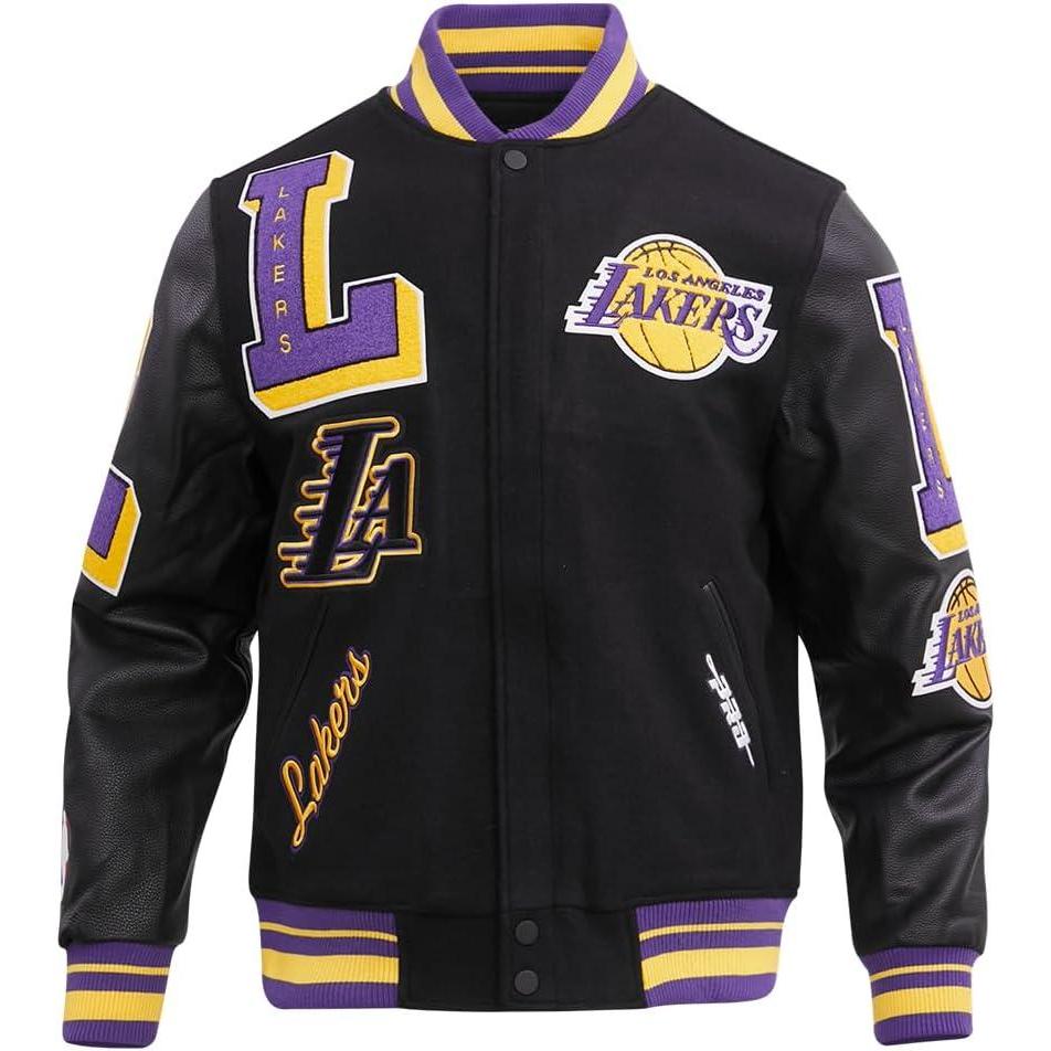 imagePro Standard Mens NBA Mash Up Varsity JacketBlackPurple
