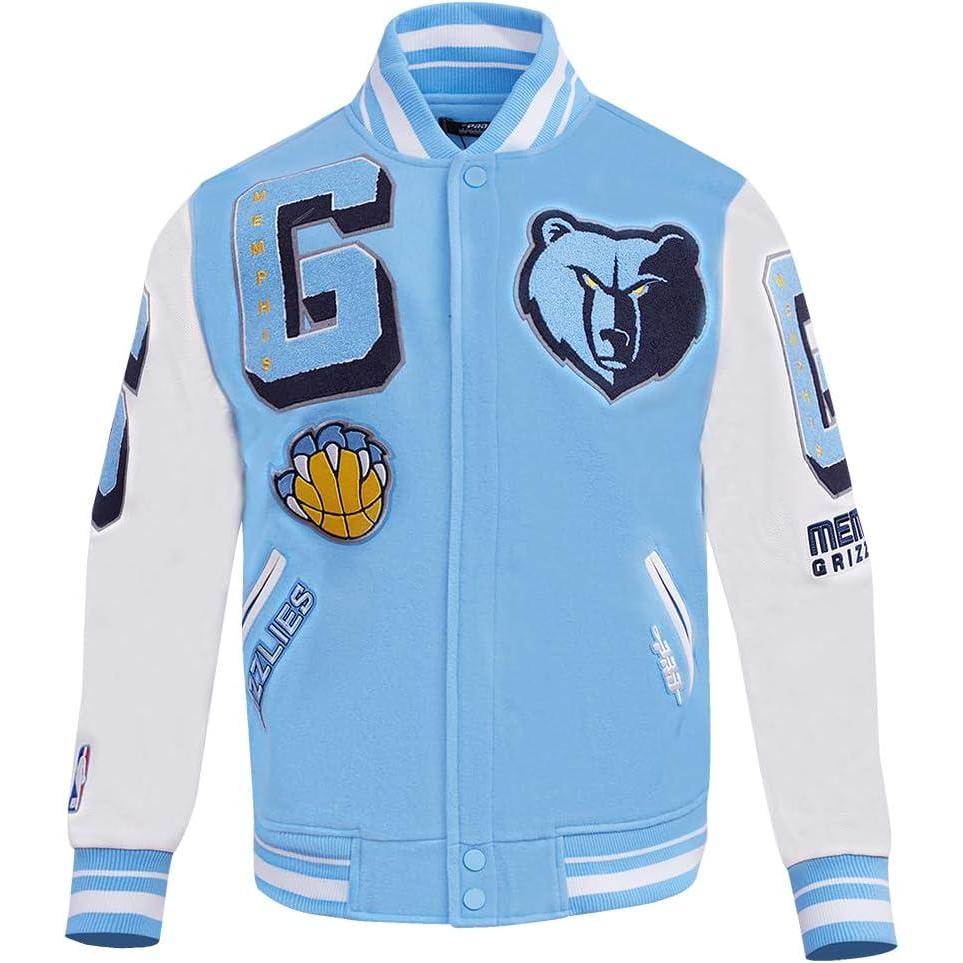 imagePro Standard Mens NBA Mash Up Varsity JacketUniversity BlueWhite