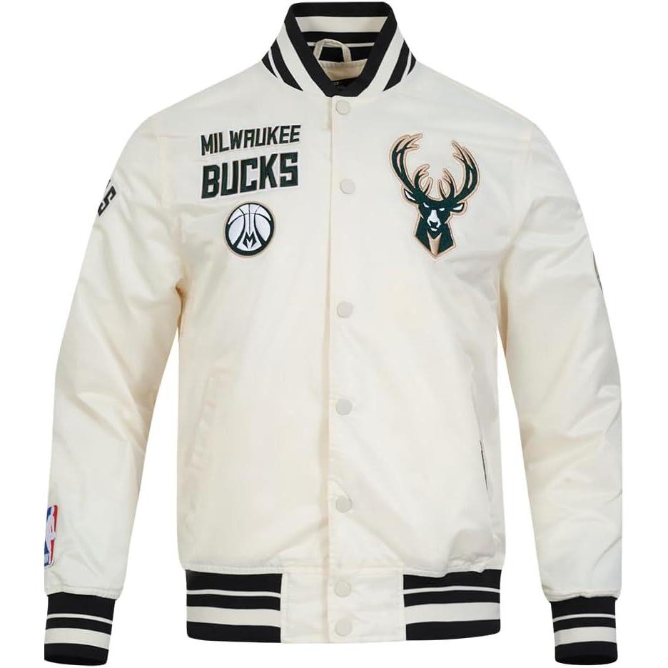imagePro Standard NBA mens Mens Nba Retro Classics Satin JacketEggshell Black