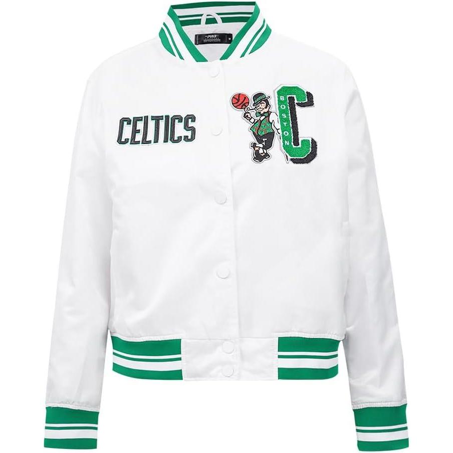 imagePro Standard Womens NBA Mash Up Satin JacketWhiteGreen