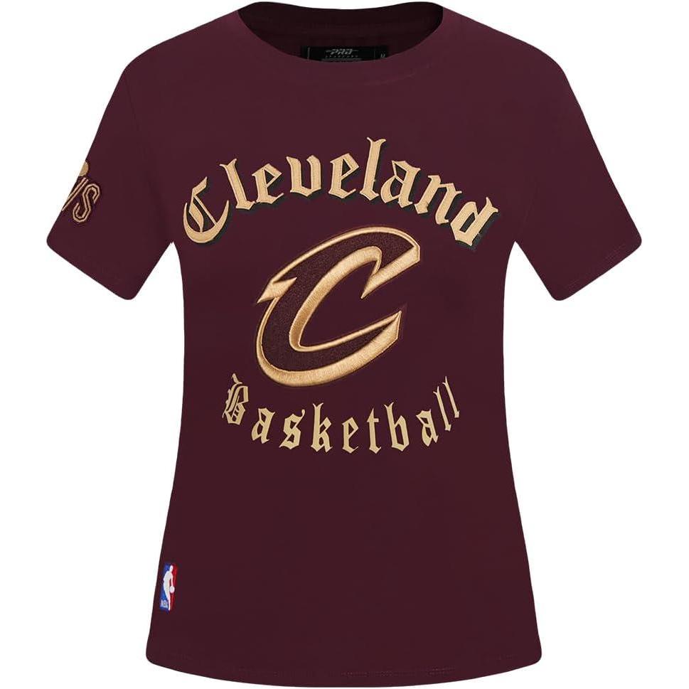 imagePro Standard Womens NBA Old English Cotton Short Sleeve Slim Fit TeeWine