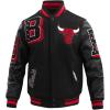 Pro Standard Mens NBA Mash Up Varsity Jacket(Black/Red/Black)