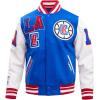 Pro Standard Mens NBA Mash Up Varsity Jacket(Royal Blue/Red)