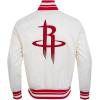 Pro Standard NBA mens Mens Nba Retro Classics Satin Jacket(Eggshell/ Red)