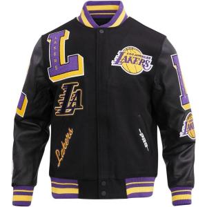 Pro Standard Mens NBA Mash Up Varsity Jacket(Black/Purple)