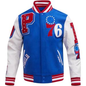 Pro Standard Mens NBA Mash Up Varsity Jacket(Royal Blue/Red)