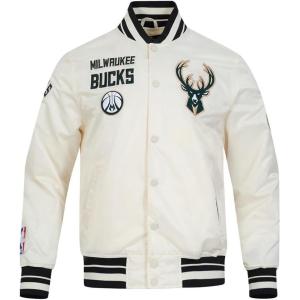 Pro Standard NBA mens Mens Nba Retro Classics Satin Jacket(Eggshell/ Black)