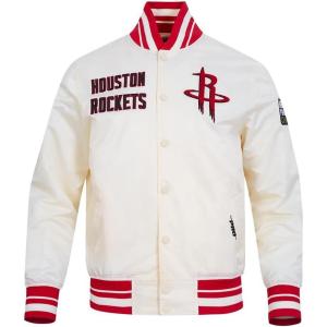 Pro Standard NBA mens Mens Nba Retro Classics Satin Jacket(Eggshell/ Red)