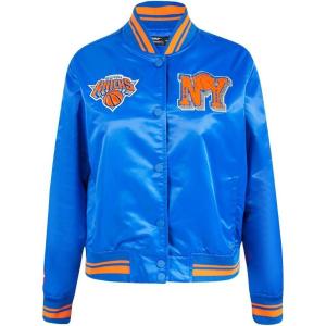 Pro Standard Womens NBA Mash Up Satin Jacket(Royal/Orange/Royal)