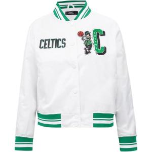 Pro Standard Womens NBA Mash Up Satin Jacket(White/Green)