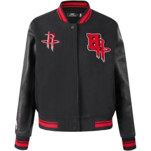 Pro Standard Womens NBA Mash Up Varsity Jacket(Black/Red/Black)