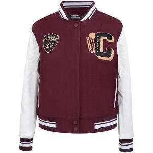 Pro Standard Womens NBA Mash Up Varsity Jacket(Wine/White)