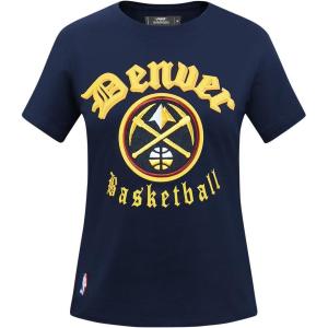Pro Standard Womens NBA Old English Cotton Short Sleeve Slim Fit Tee(Midnight Navy)