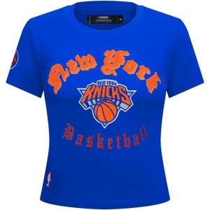 Pro Standard Womens NBA Old English Cotton Short Sleeve Slim Fit Tee(Royal Blue)