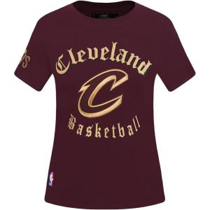 Pro Standard Womens NBA Old English Cotton Short Sleeve Slim Fit Tee(Wine)
