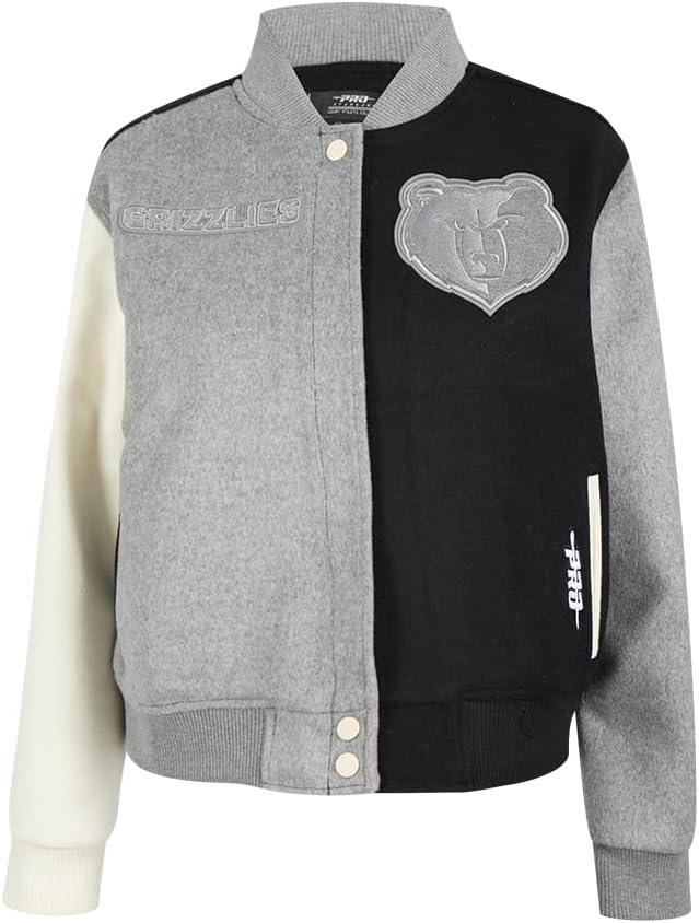 imagePRO STANDARD Womens NBA Reverse French Terry Wool Varsity JacketBlackGrayEggshell