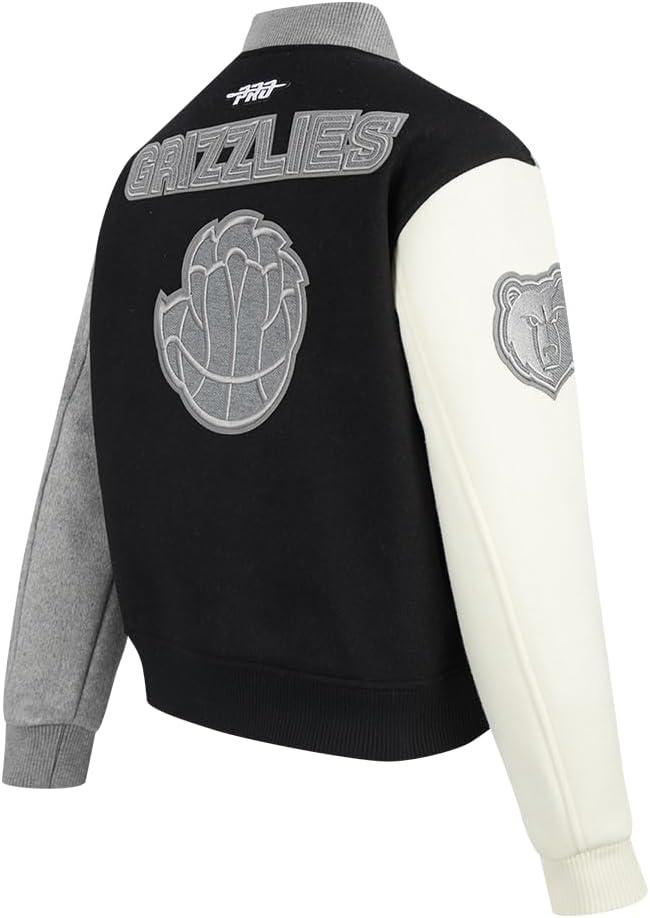 imagePRO STANDARD Womens NBA Reverse French Terry Wool Varsity JacketBlackGrayEggshell