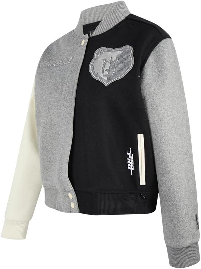 imagePRO STANDARD Womens NBA Reverse French Terry Wool Varsity JacketBlackGrayEggshell