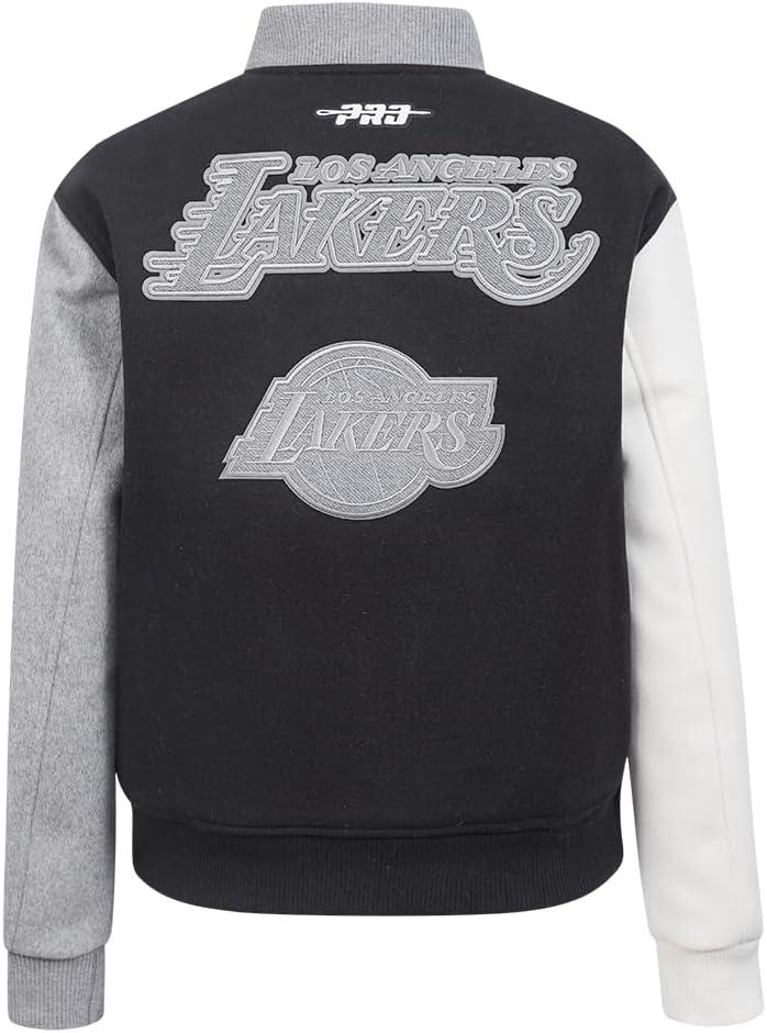 imagePRO STANDARD Womens NBA Reverse French Terry Wool Varsity JacketBlackGrayEggshell