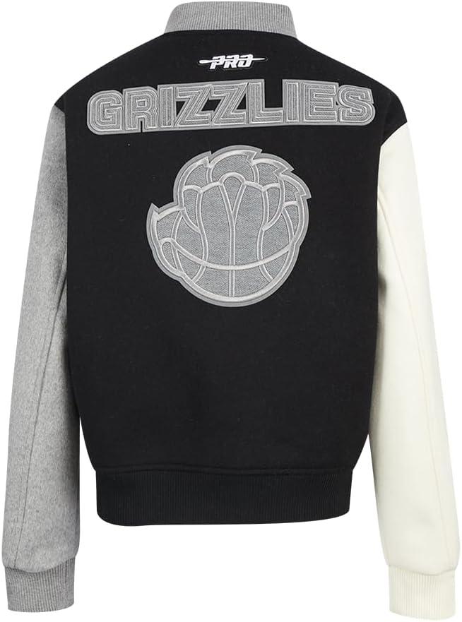 imagePRO STANDARD Womens NBA Reverse French Terry Wool Varsity JacketBlackGrayEggshell
