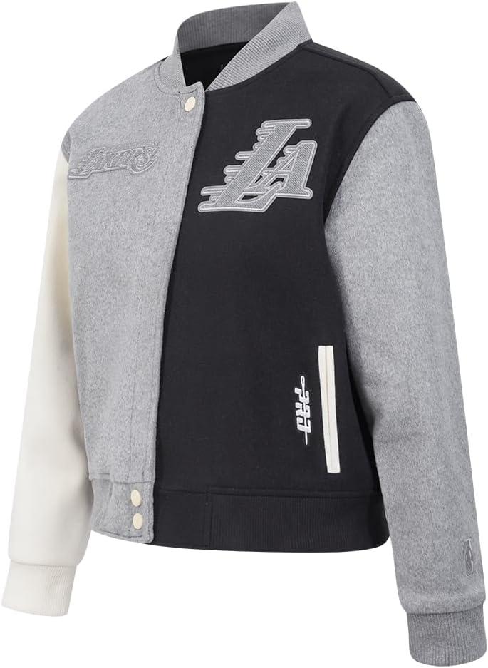 imagePRO STANDARD Womens NBA Reverse French Terry Wool Varsity JacketBlackGrayEggshell