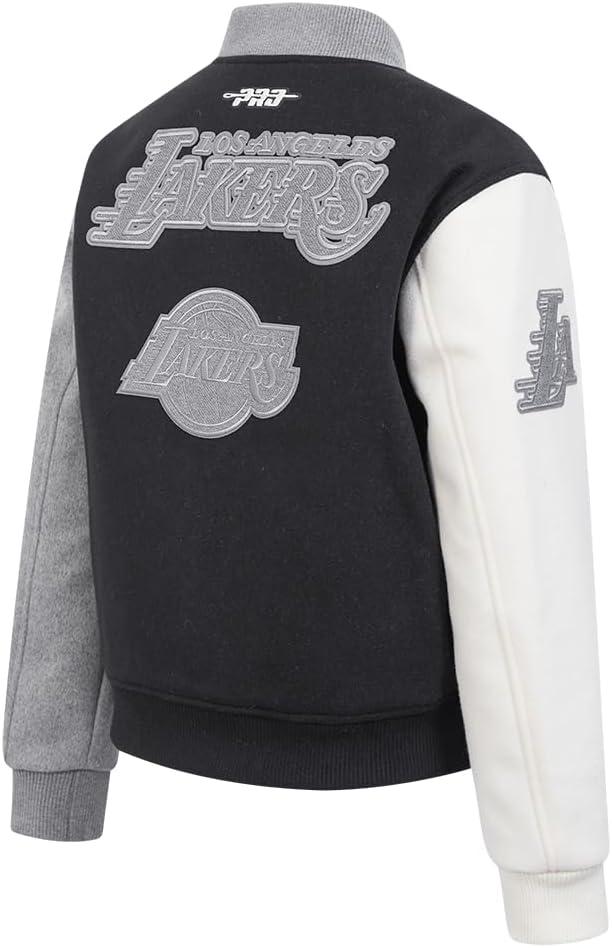 imagePRO STANDARD Womens NBA Reverse French Terry Wool Varsity JacketBlackGrayEggshell