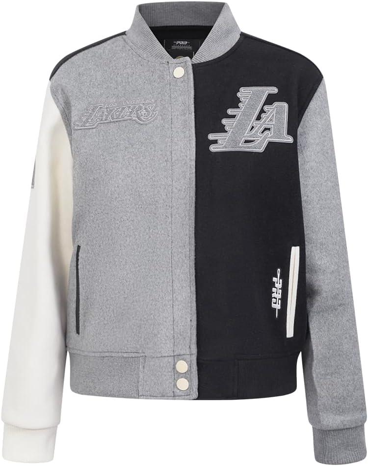 imagePRO STANDARD Womens NBA Reverse French Terry Wool Varsity JacketBlackGrayEggshell