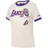 Womens NBA Retro Cascade Cotton Short Sleeve Slim Fit Tee(Eggshell/ Purple)