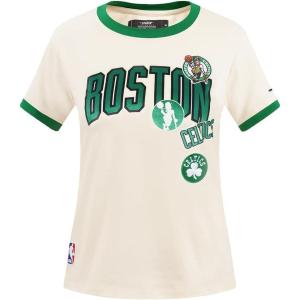 Womens NBA Retro Cascade Cotton Short Sleeve Slim Fit Tee(Eggshell/ Kelly Green)