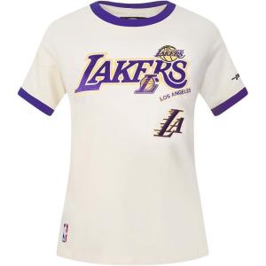 Womens NBA Retro Cascade Cotton Short Sleeve Slim Fit Tee(Eggshell/ Purple)