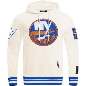 Pro Standard Men’s NHL Retro Classics Brushed Back French Terry Pull Over Hoodie(Eggshell/Royal Blue)
