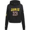 Pro Standard Womens NBA Los Angeles Lakers Lebron James #23 Classic Player Cropped Pullover Hoodie Black M