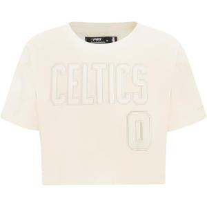 Pro Standard NBA Womens Womens NBA Boston Celtics Neutrals Player Short Sleeve Boxy Tee(Eggshell)
