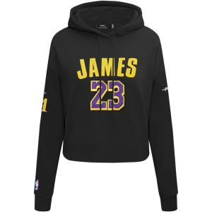 Pro Standard Womens NBA Los Angeles Lakers Lebron James #23 Classic Player Cropped Pullover Hoodie Black M