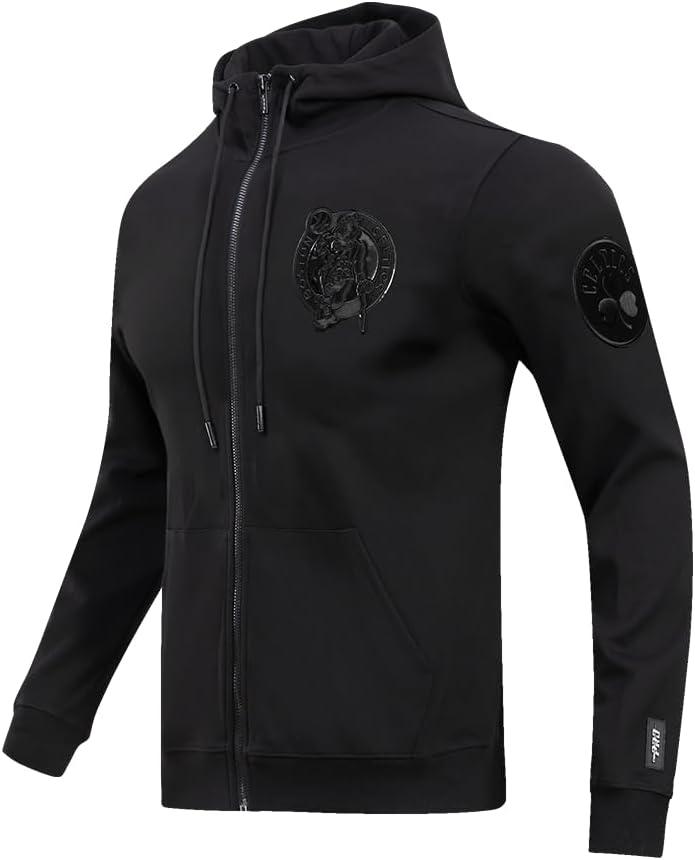 imagePro Standard Mens NBA Boston Celtics Classic Triple Black Full Zip Hoodie Triple Black M