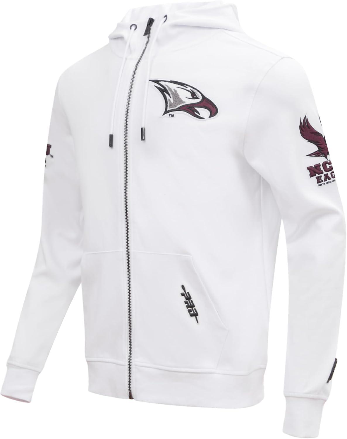 imagePro Standard NCAA mens Mens College Classic Chenille Cotton Double Knit Full Zip HoodieWhite