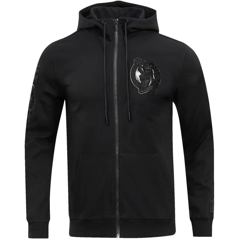 imagePro Standard Mens NBA Boston Celtics Classic Triple Black Full Zip Hoodie Triple Black M
