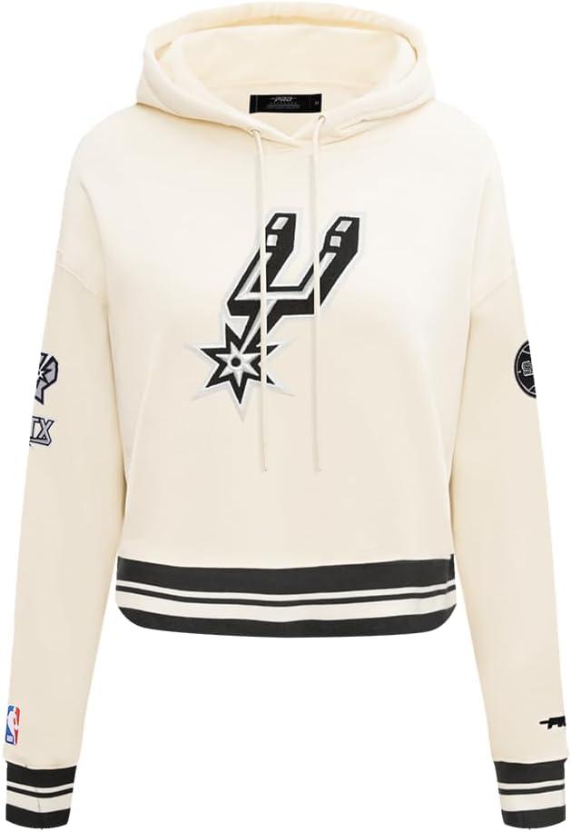 imagePro Standard Womens NBA Retro Classics Brushed Back French Terry Cropped Pullover HoodieEggshell Black