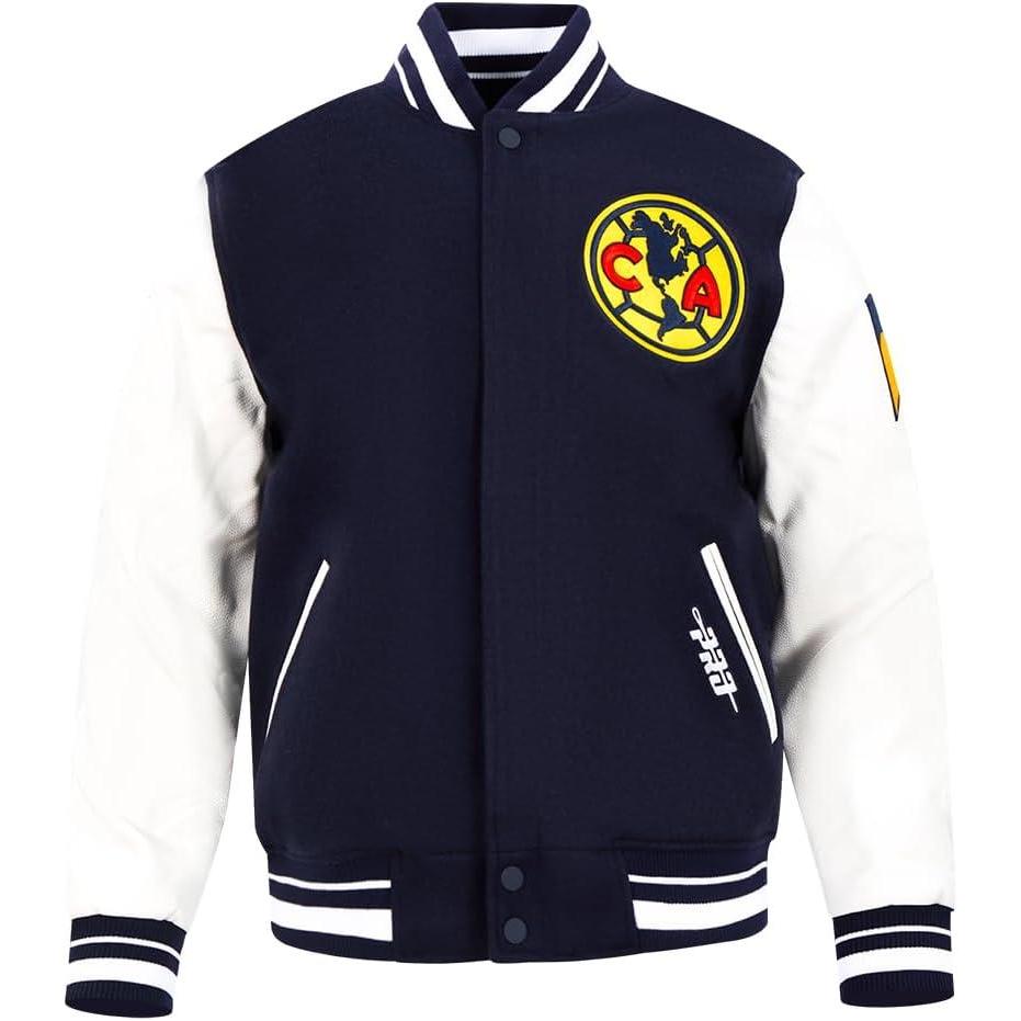 imagePro Standard MENS LIGA MX STADIUM WOOL PU VARSITY JACKETMidnight NavyWhite