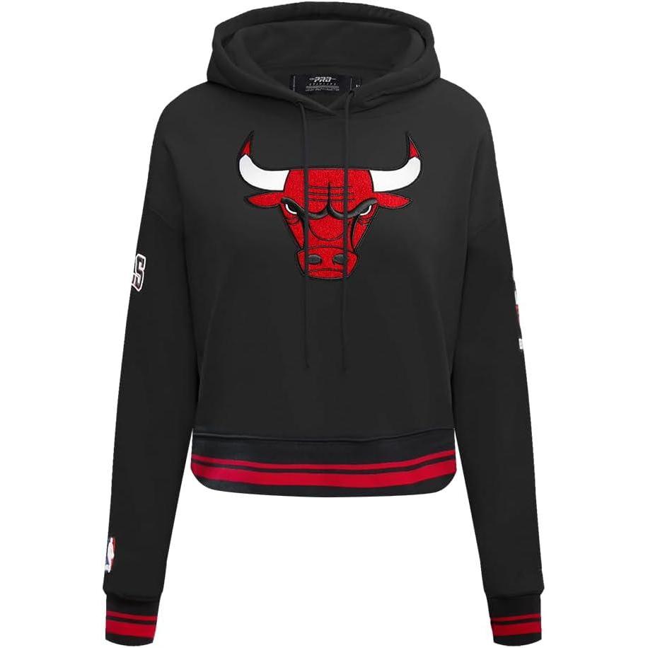 imagePro Standard Womens NBA Retro Classics Brushed Back French Terry Cropped Pullover HoodieBlackRed
