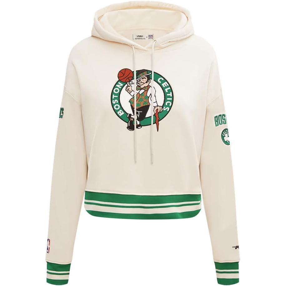imagePro Standard Womens NBA Retro Classics Brushed Back French Terry Cropped Pullover HoodieEggshell Kelly Green