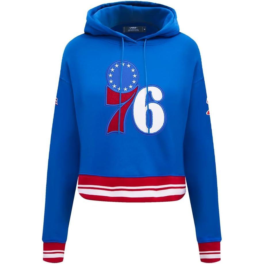 imagePro Standard Womens NBA Retro Classics Brushed Back French Terry Cropped Pullover HoodieRoyal BlueRed